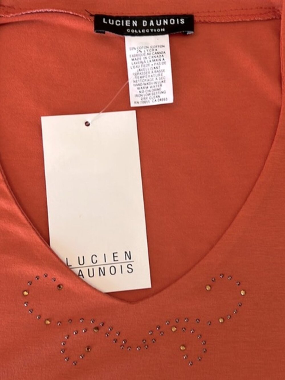 Burnt-Orange V-neck Sleeveless Blouse